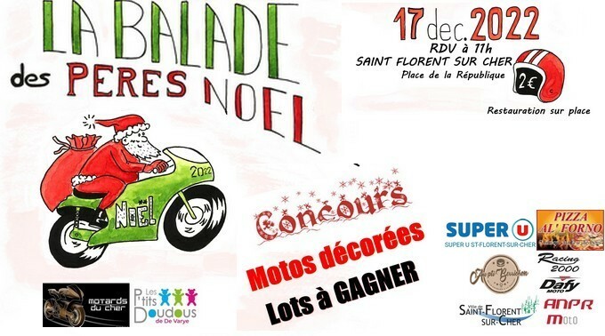 Participation Tourisme Moto à la balade des Pères Noël organisée par les motards du Cher